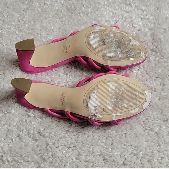 COLE HAAN ADELLE  PInk Suede Strappy Heels Size 9.5 - Picture 9 of 16